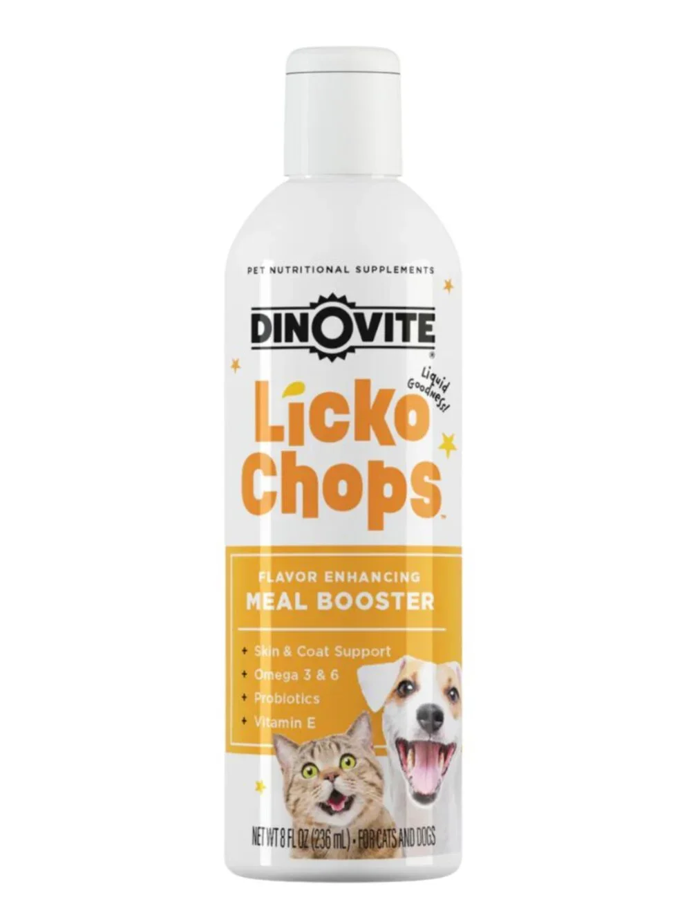 Dinovite Lickochops 8oz Omega 3 & 6 Skin Coat Meal Booster for Dogs Cats New